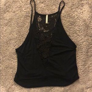 NWOT LF Emma & Sam black tank with lace deep V